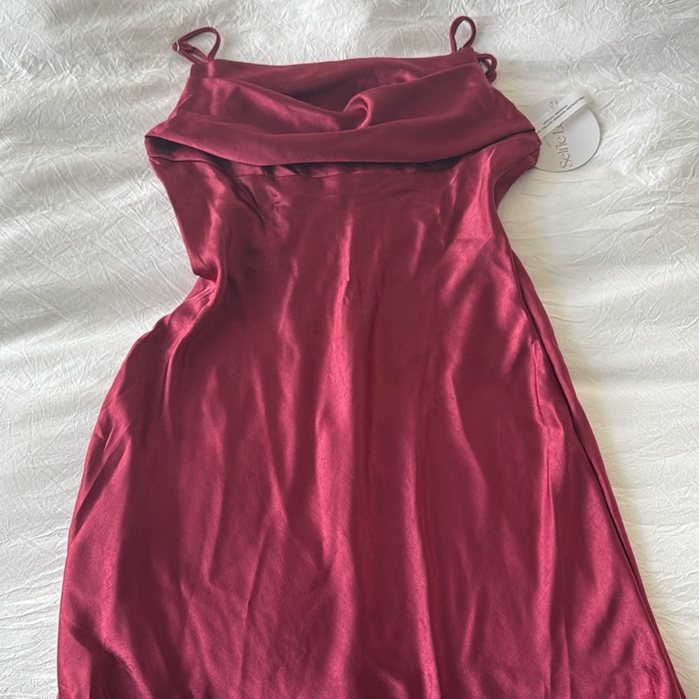 Selfie Leslie Red Slip Dress Cowl Neck Sleeveless